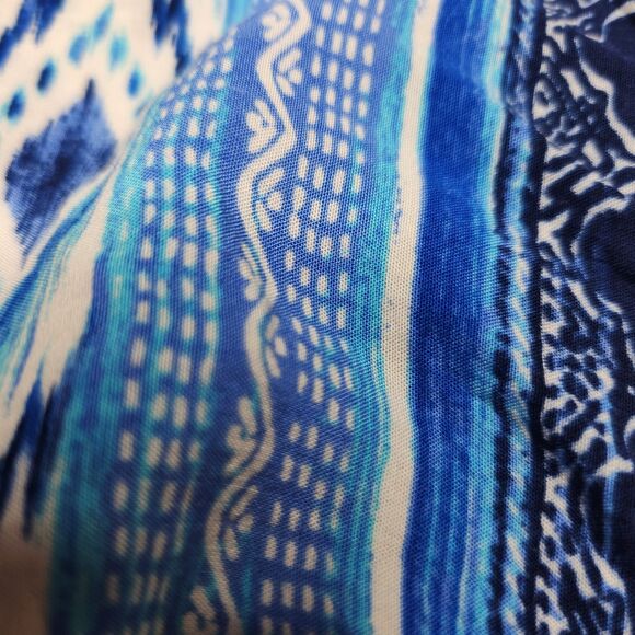 Vintage Bobbie Brooks Woman's Kimono Duster Cover Up Aztec Southwest Blue Cotton - Picture 8 of 9